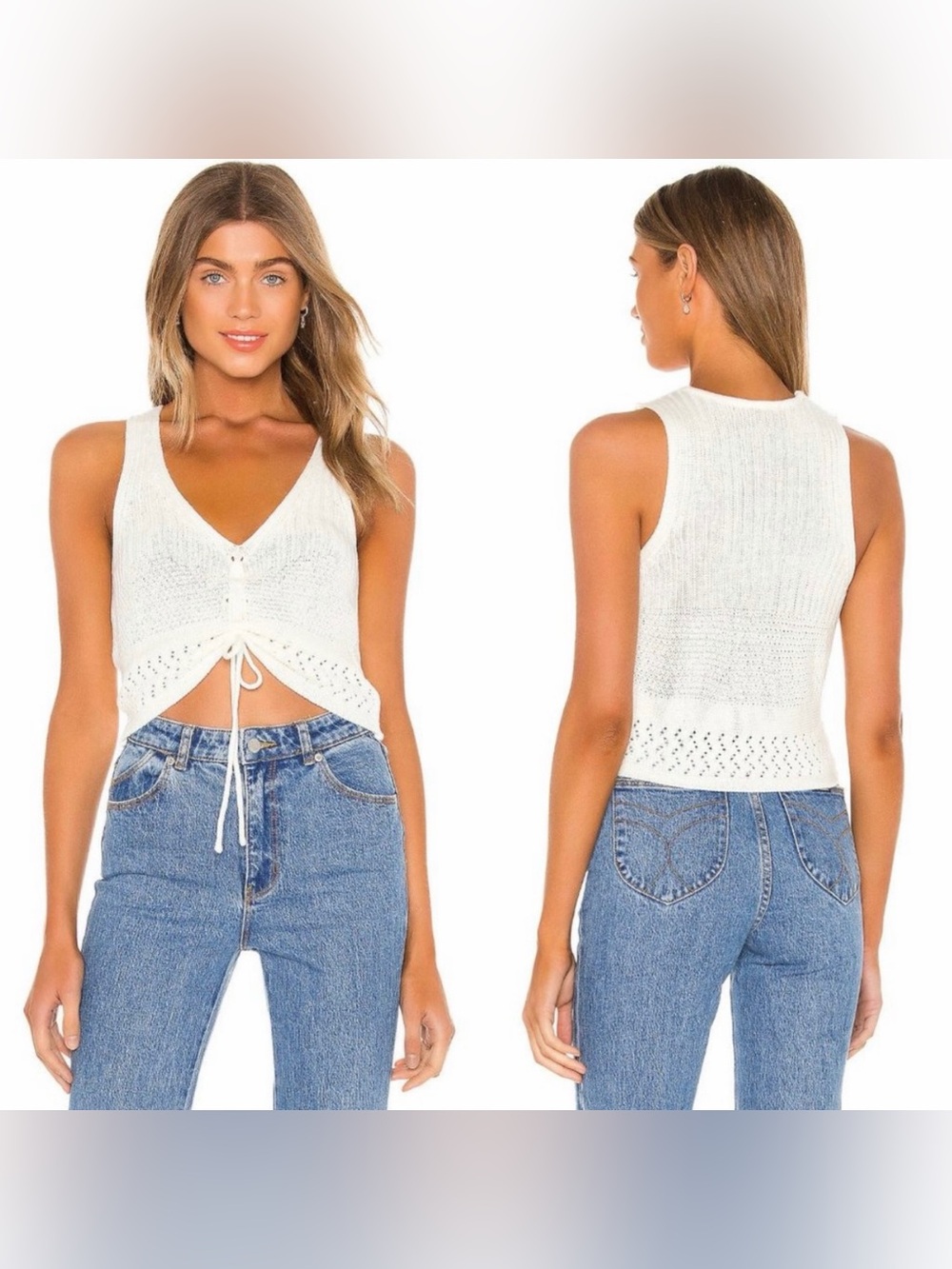 superdown Khloe Ruched Knit Top White Size Small